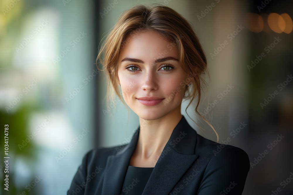 Beautiful Young Woman in Suit Smiling Close Up Portrait Beautiful Young Woman in Suit Smiling Close Up Portrait