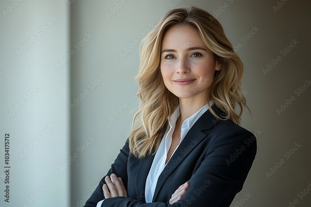 Confident Blonde Businesswoman in a Black Suit Confident Blonde Businesswoman in a Black Suit