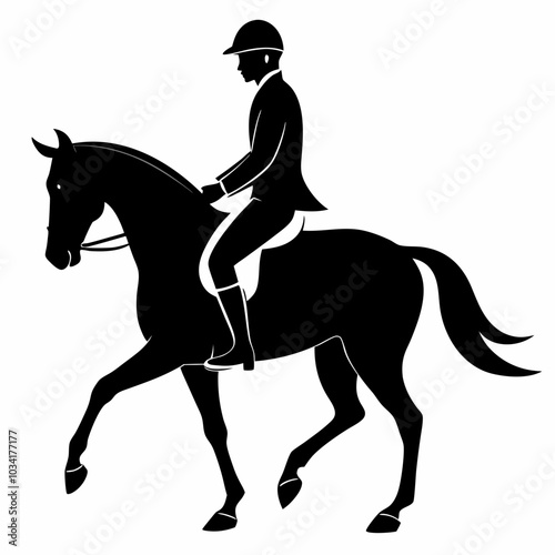 Equestrian rider in silhouette vector illustration on a white background