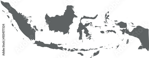 Grey Map of Indonesia Vector Illustration