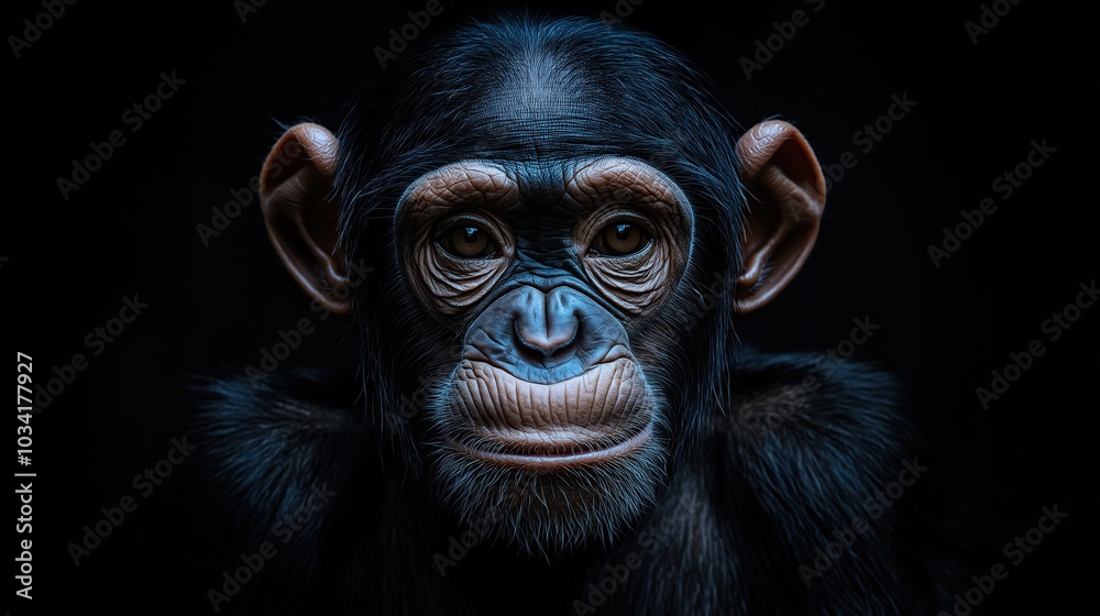 Chimpanzee on a dark background Chimpanzee on a dark background