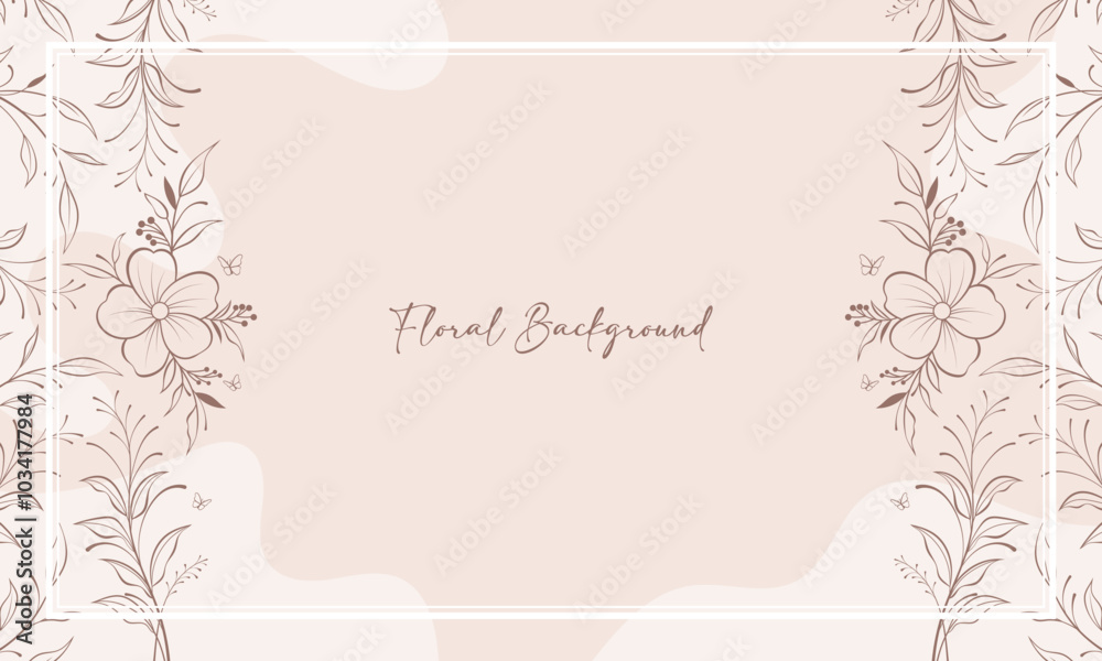 Background Frame Decorated With Abstract Modernized Forms Flowers And Foliage. Background Frame Decorated With Abstract Modernized Forms Flowers And Foliage.
