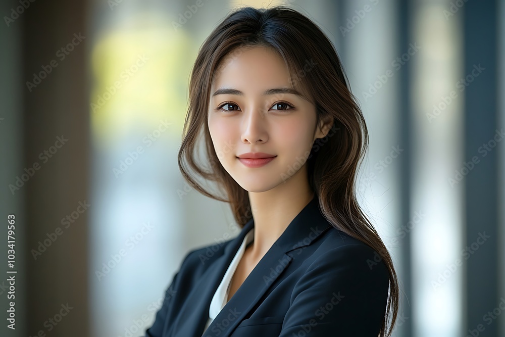 Confident Businesswoman in Black Suit, Natural Light Portrait Confident Businesswoman in Black Suit, Natural Light Portrait