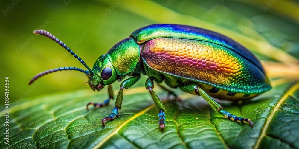 Close-up shot of a jewel-toned beetle against lush foliage, beetle, jewel-toned, vibrant colors, surreal, charm Close-up shot of a jewel-toned beetle against lush foliage, beetle, jewel-toned, vibrant colors, surreal, charm
