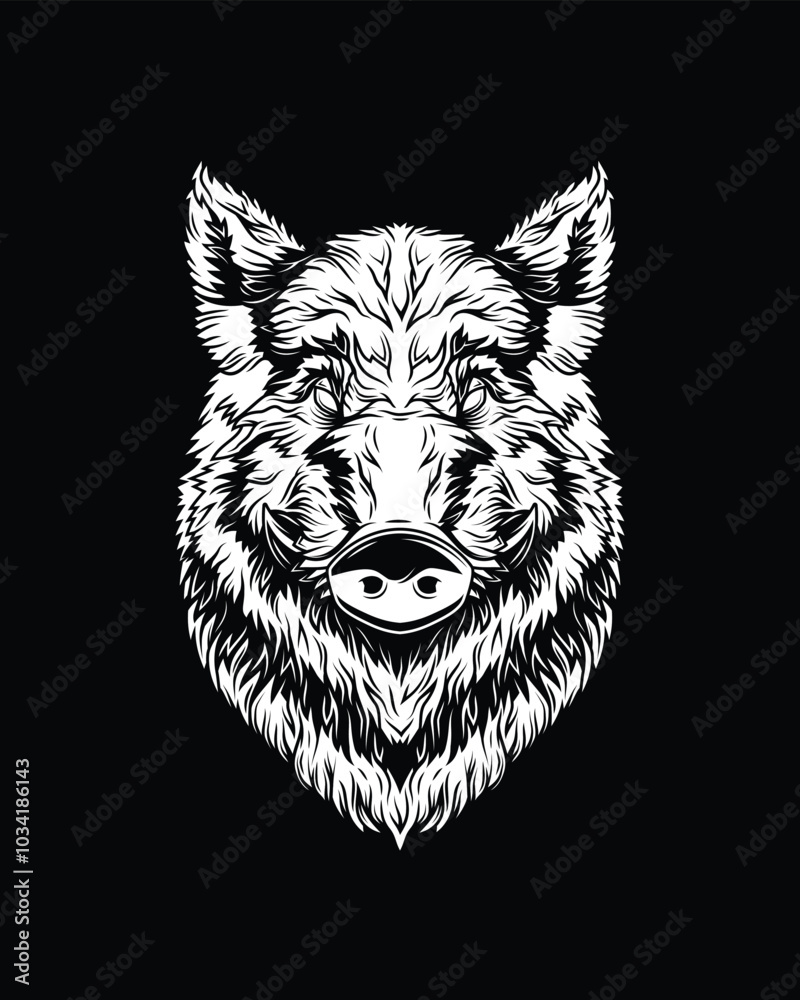 Head of a wild boar. Original vector illustration in vintage style. T-shirt design. Head of a wild boar. Original vector illustration in vintage style. T-shirt design.