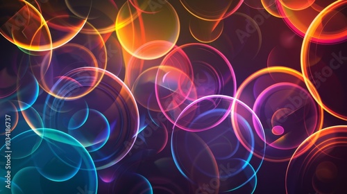 Colorful Glowing Circles Abstract Background – Vibrant Light Bubbles Design