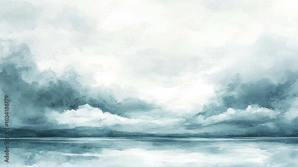 Fototapeta premium Watercolor Cloudy Sky Background