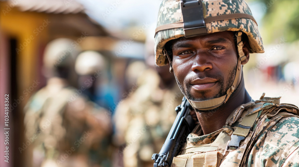 A peacekeeping force on a humanitarian mission abroad, fostering cultural exchanges and promoting unity through diverse interactions in a foreign land.