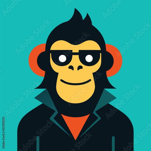 Creative cool monkey vector illustration clipart design