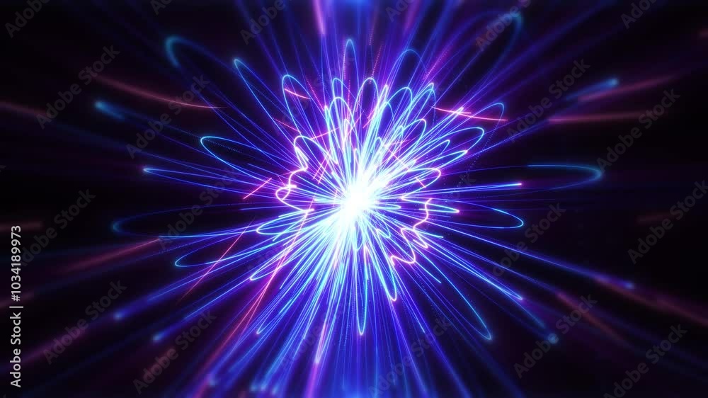 Abstract scientific background with bright neon energy swirling hi-tech lines on a dark background. Abstract scientific background with bright neon energy swirling hi-tech lines on a dark background.