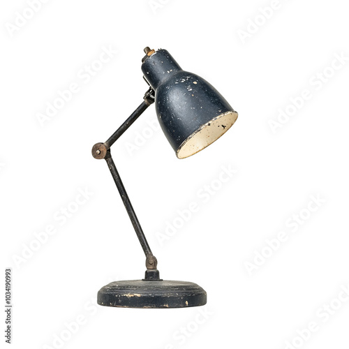 Vintage desk lamp on a white isolated background.
