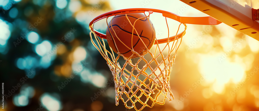 Capturing the essence of basketball a vibrant sunset shot of a ball going through the hoop symbolizing passion and athleticism in sports photography Capturing the essence of basketball a vibrant sunset shot of a ball going through the hoop symbolizing passion and athleticism in sports photography