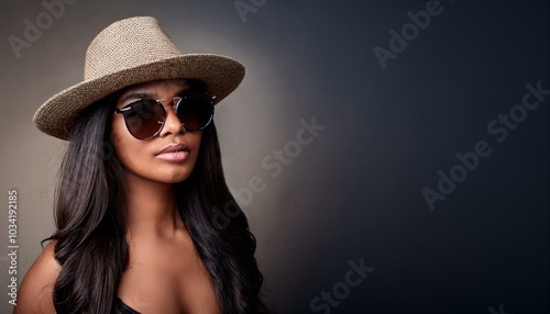 portrait of a woman with hat and sunglasses