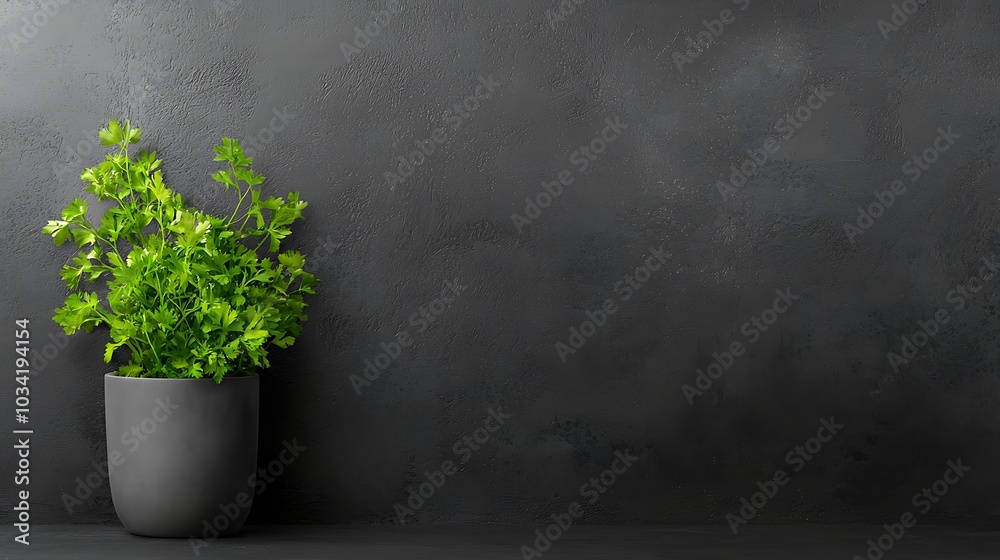 A freshly painted wall with a tiny amount of coriander sprinkled on the surface, showing a half-done renovation project, home interior, modern design, Ultra-Realistic, Photo Realistic, highly 
