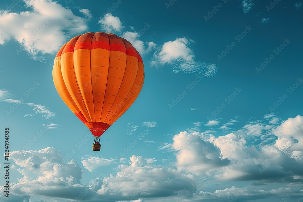 A couple enjoying a scenic hot air balloon ride, space for text A couple enjoying a scenic hot air balloon ride, space for text