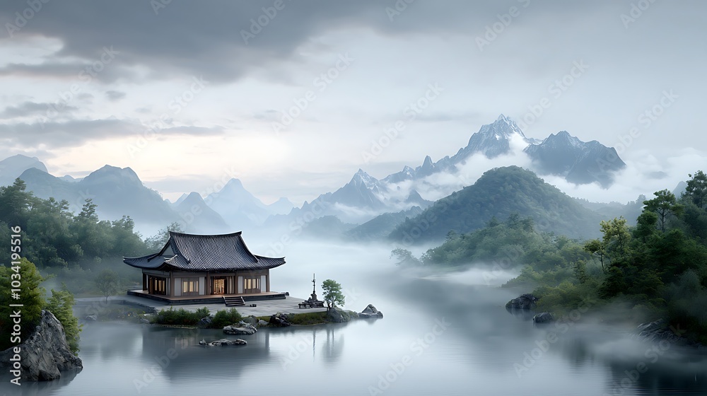 Fototapeta premium A vivid landscape of a vast, ancient workshop, where a craftsman carefully chisels an iron block into a needle, symbolizing an age-old tale of persistence against odds. Ultra-Realistic, Photo 