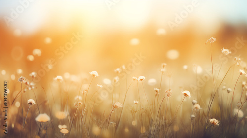 Wildflower meadow under blue sky on a sunny day