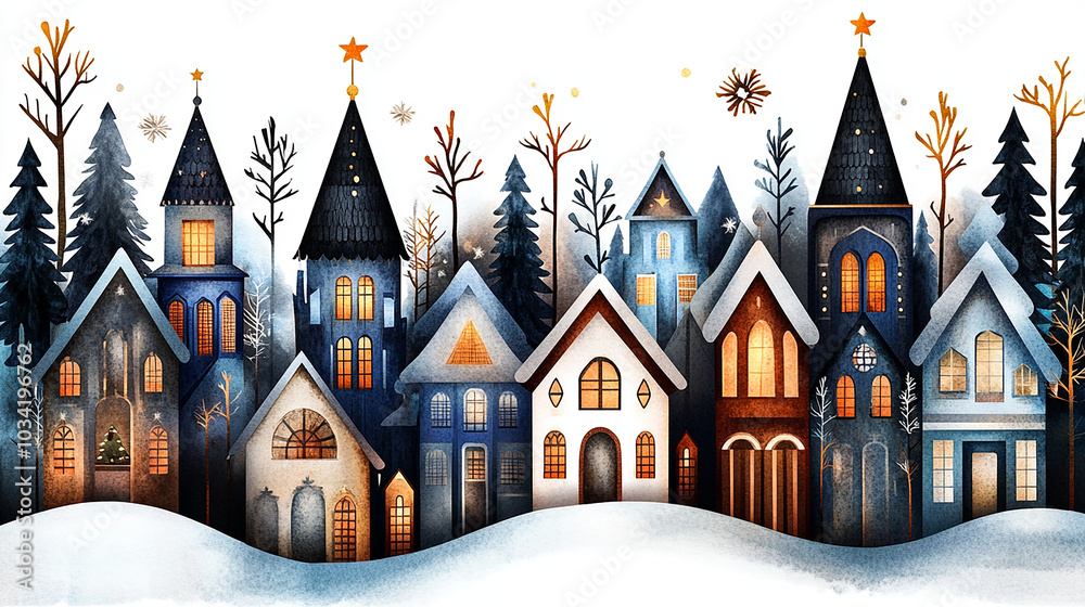 Cute Cartoon Christmas Village Cute Cartoon Christmas Village