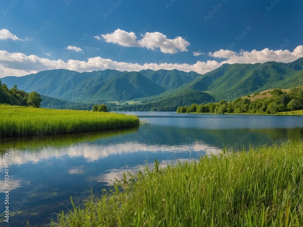 A mountain river flows between majestic mountains, creating a picturesque landscape. The crystal-clear water reflects the surrounding rocky peaks and lush forests rising toward the sky. A mountain river flows between majestic mountains, creating a picturesque landscape. The crystal-clear water reflects the surrounding rocky peaks and lush forests rising toward the sky.