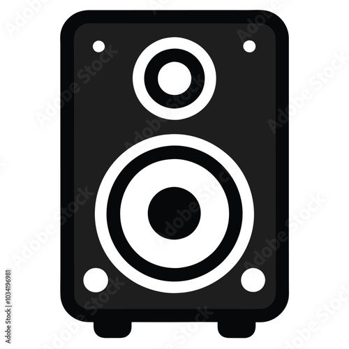 Music speaker icon vector flat design on white background