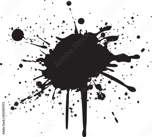 Black splash isolated Illustration, drop paint art brush stroke on a white background vector illustration