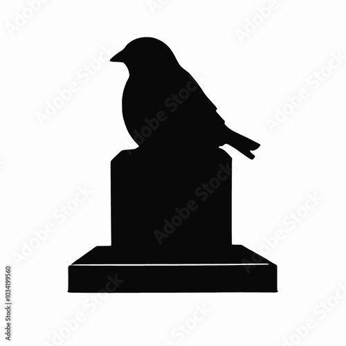 A Raven Bird silhouette A Raven perched on a tombstone vector