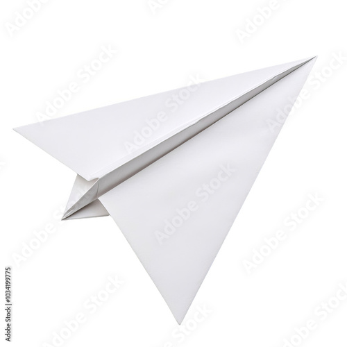 White paper airplane, isolated on a white background.