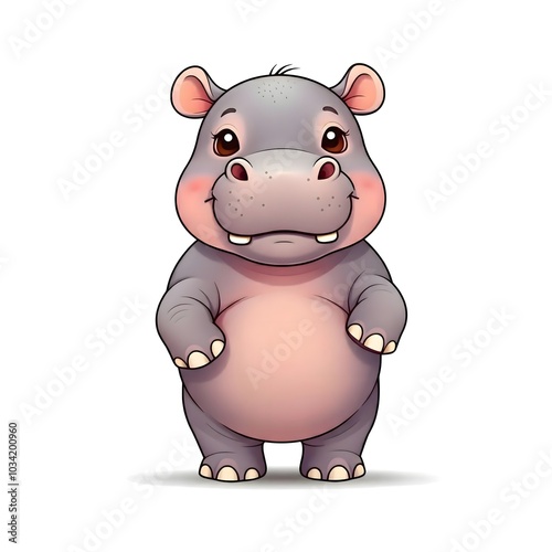 Adorable Cartoon Hippopotamus Character Illustration Art