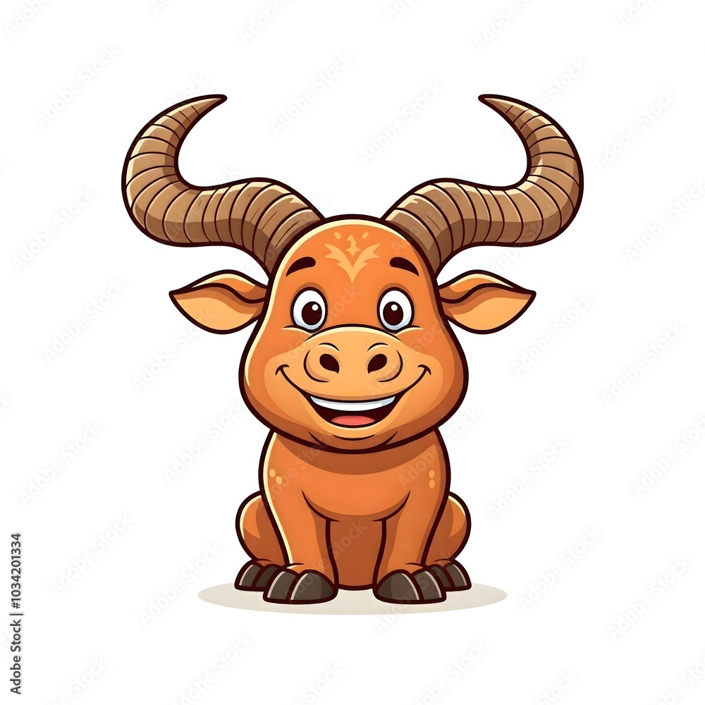 Fototapeta premium Happy and Playful Cartoon Buffalo Character Illustration Design