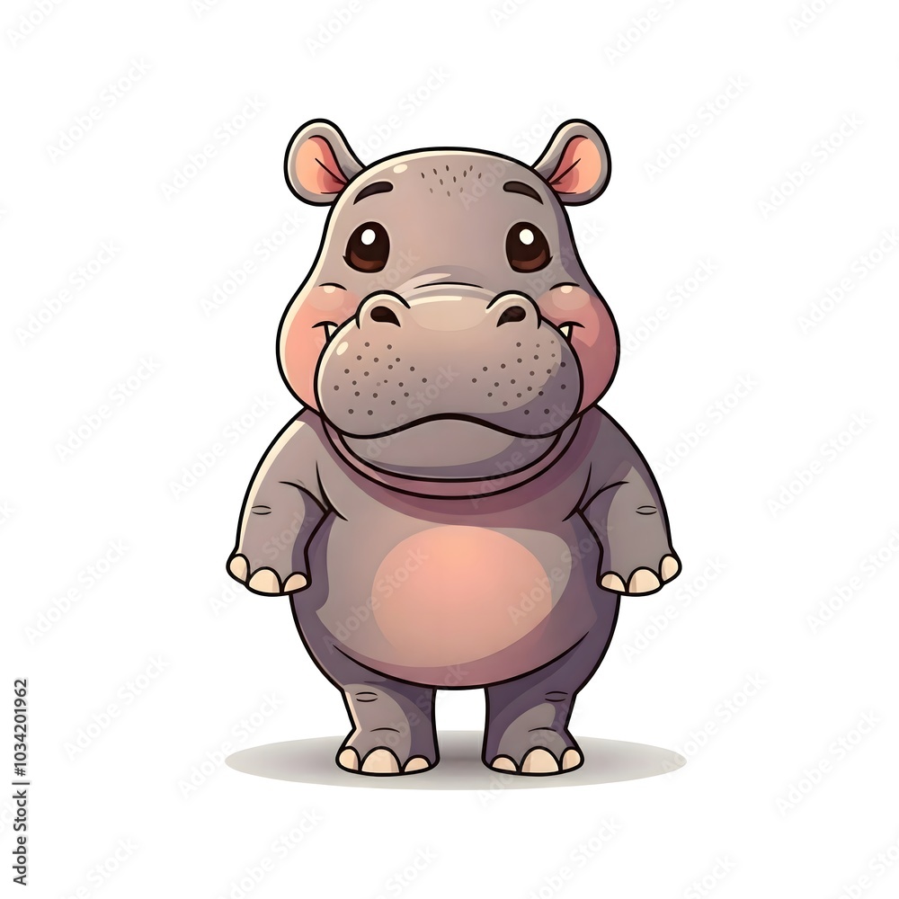 Fototapeta premium Adorable cartoon hippo character illustration isolated