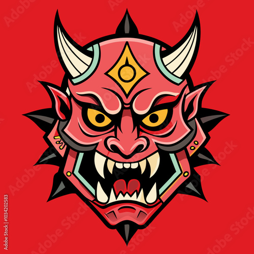  oni mask Japanese full color graffiti tattoo