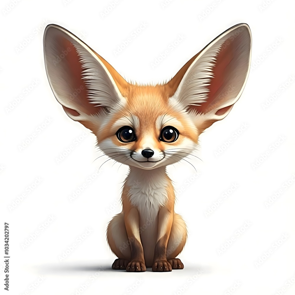 Fototapeta premium Adorable Fennec Fox Illustration with Large Ears and Big Eyes