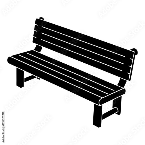 Isolated wooden park bench set against a simple vector illustration