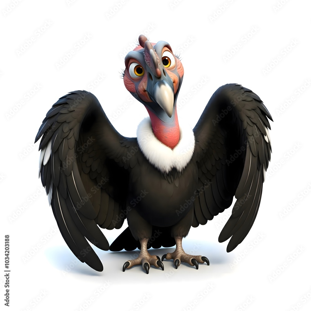 Obraz premium Cartoon Vulture with Quirky Expression and Open Wings