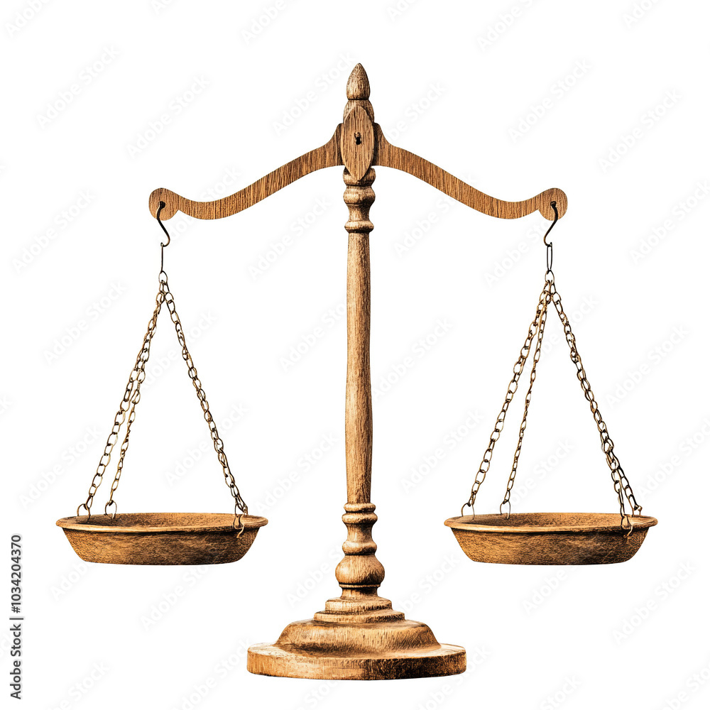 Wooden balance scale on a white isolated background Wooden balance scale on a white isolated background