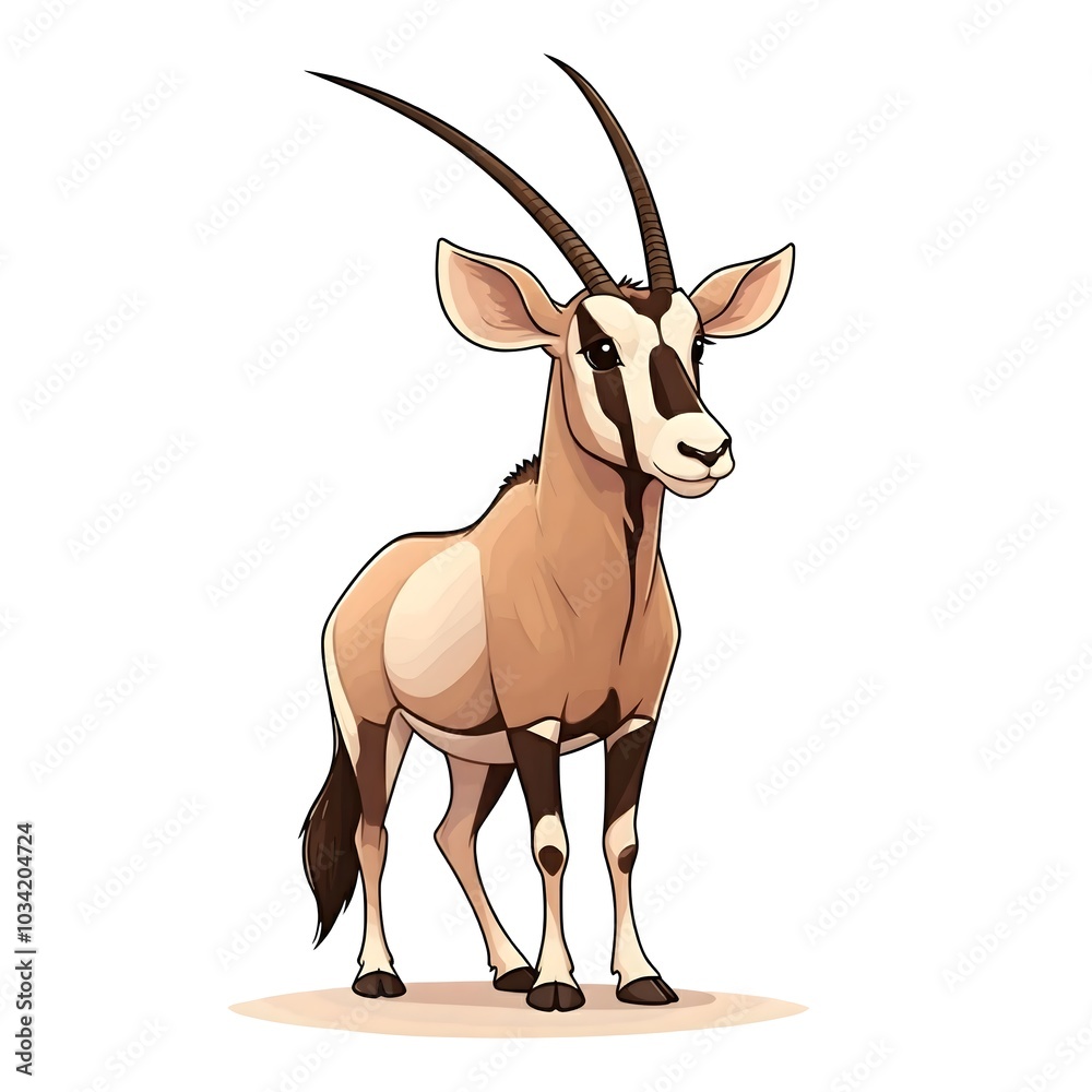 Obraz premium Illustration of a Graceful Oryx with Long Majestic Horns