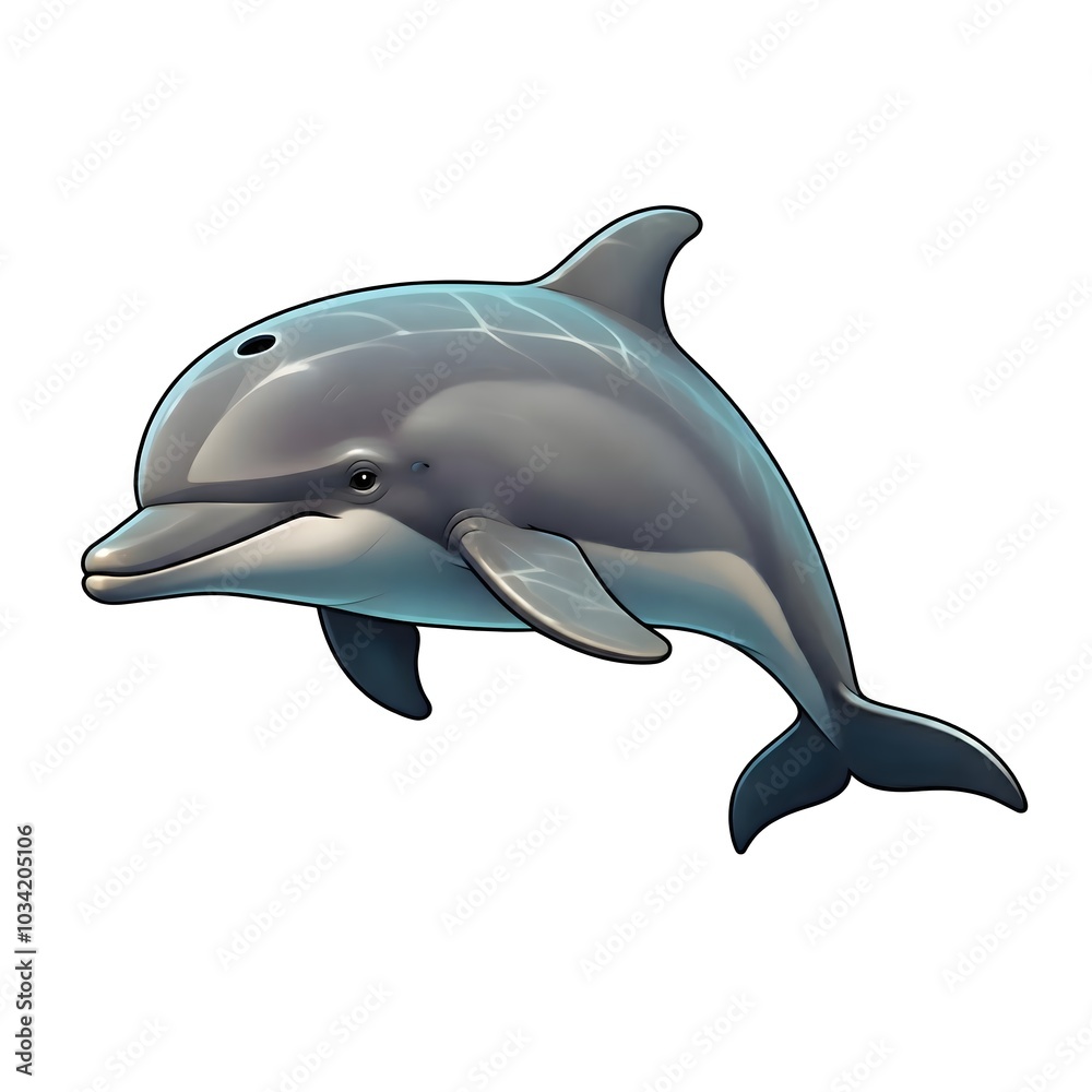 Obraz premium Graceful Dolphin Illustration Underwater in Motion