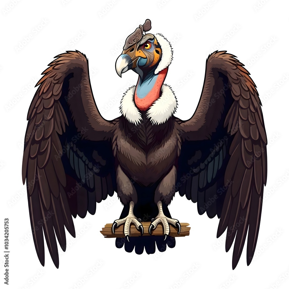 Obraz premium Illustration of a Majestic Vulture with Spread Wings and Imposing Stance