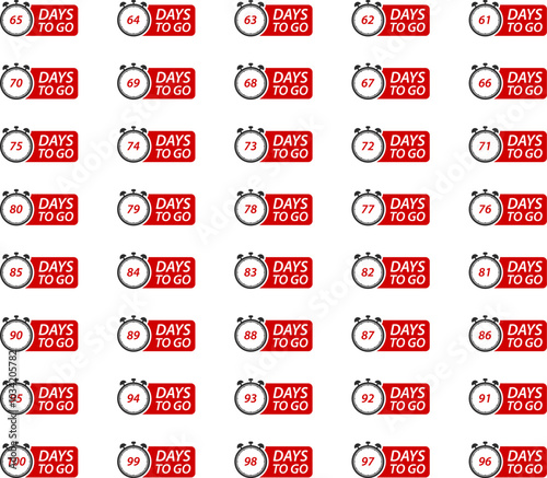 Countdown days left banner. Count time sale. Days to go. Vector illustration. 100 Days to go.