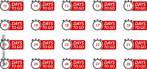 Countdown days left banner. Count time sale. Days to go. Vector illustration. 