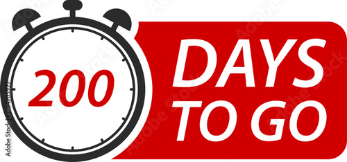 Countdown days left banner. Count time sale. Days to go. Vector illustration. 200 Days to go.