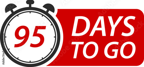 Countdown days left banner. Count time sale. Days to go. Vector illustration. 95 Days to go.