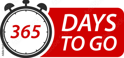 Countdown days left banner. Count time sale. Days to go. Vector illustration. 365 Days to go.