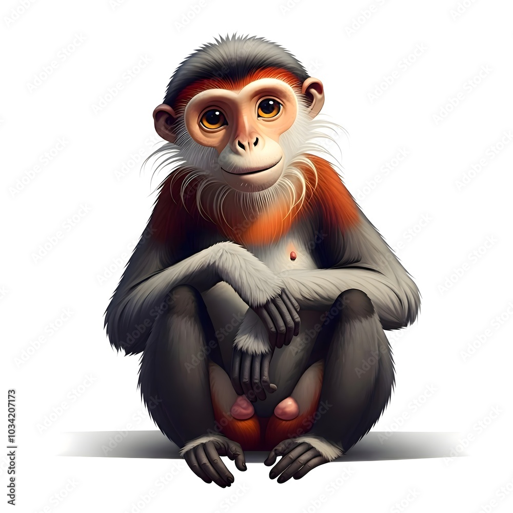 Obraz premium Portrait of a Colorful Monkey with a Pensive Expression