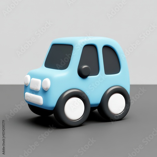 Cute blue toy car model, perfect for children's play and educational materials, showcasing playful design and vibrant colors. 3d model mobile application icons photo