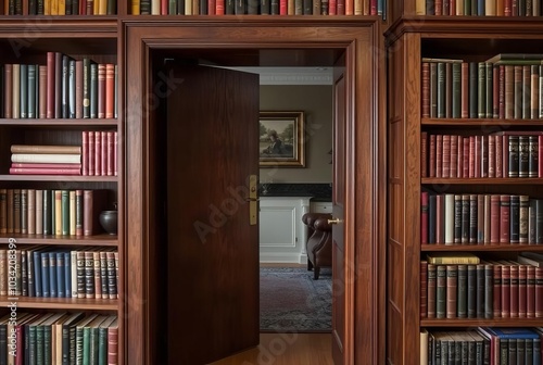 Secret Passageway Hidden door disguised as a bookcase or wall pa