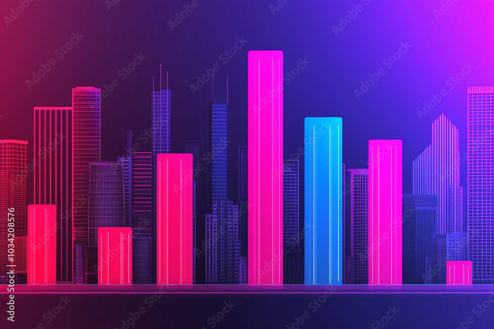 Floating bar chart with rapid growth rate indicators and progress highlights, futuristic theme Floating bar chart with rapid growth rate indicators and progress highlights, futuristic theme