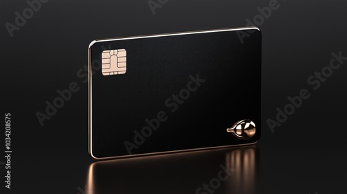 Elegant black metal credit card with gold accent on black background