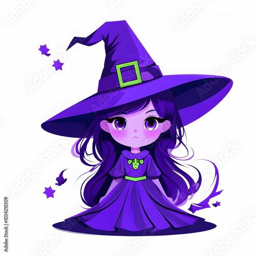 cute witch on white background 