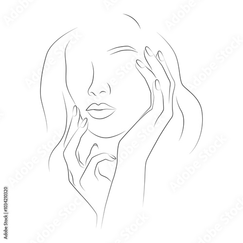 Line art. Faceless woman. Line style woman portrait, minimalist woman portrait, girl face, line style face. Beautiful woman. Lady silhouette 